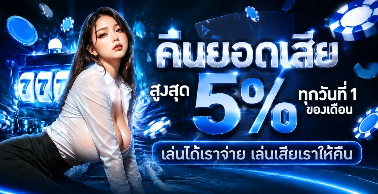 คาสิโนออนไลน์ AIRI88 พร้อมตัวละครเกมโทนสีน้ำเงินทอง